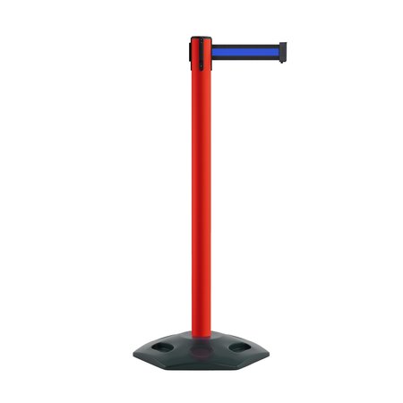 MONTOUR LINE Stanchion Belt Barrier Rubber Base Red Post 9ft.Bk/Bl Belt MSR630-RD-BBH-90